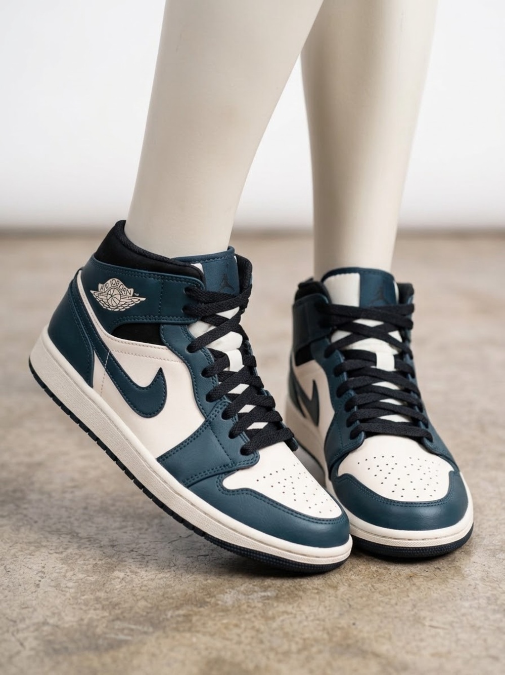 Jordan Air 1 Mid Men’s Sneakers — White & Dark Navy